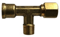 700075-040202 Midland Lead Free Compression Fitting - Tee - 1/4" Tube OD x 1/8" Female Pipe x 1/8" Male Pipe - Brass