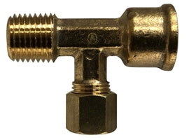 700076-0404 Midland Lead Free Compression Fitting - Compression Branch Tee - 1/4" Female Pipe x 1/4" Male Pipe x 1/4" Tube OD - Brass