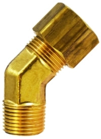 18334 (18-334) Midland Compression Fitting - Male 45° Elbow - 1/2" Compression x 3/8" Male NPTF - Brass