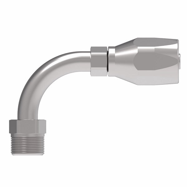190235-6-8S Aeroquip by Danfoss | Male Inverted Flare Short Drop 90° Elbow 100R5 Reusable Hose Fitting | -06 Male Inverted Flare x -08 Reusable Hose End | Steel