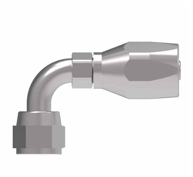 190264-10-8S Aeroquip by Danfoss | Female 37° JIC Swivel Short Drop 90° Elbow 100R2 Skive Style Reusable Hose Fitting | -10 Female 37° JIC Swivel x -08 Reusable Hose End | Steel
