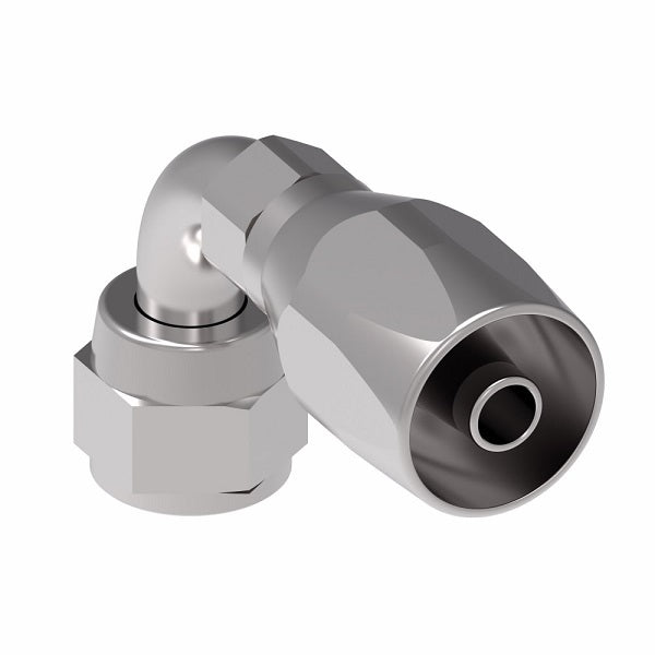 190264-10S Aeroquip by Danfoss | Female 37° JIC Swivel Short Drop 90° Elbow 100R2 Skive Style Reusable Hose Fitting | -10 Female 37° JIC Swivel x -10 Reusable Hose End | Steel