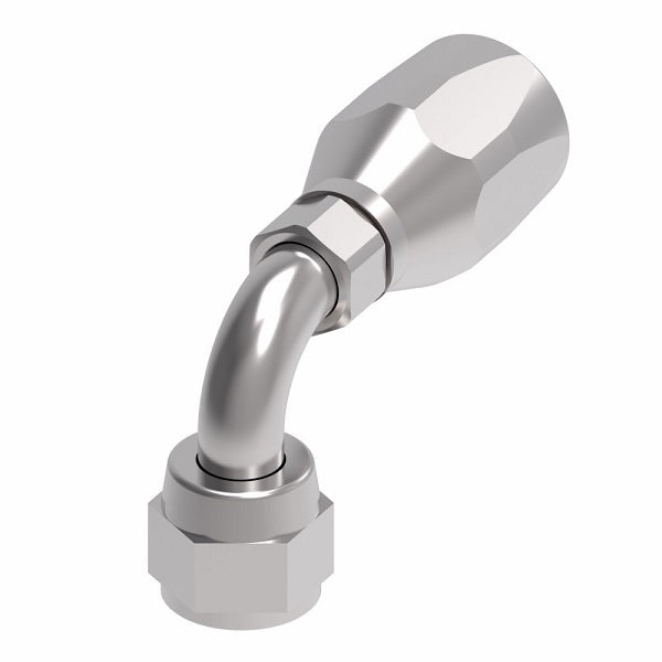 190264-10S Aeroquip by Danfoss | Female 37° JIC Swivel Short Drop 90° Elbow 100R2 Skive Style Reusable Hose Fitting | -10 Female 37° JIC Swivel x -10 Reusable Hose End | Steel