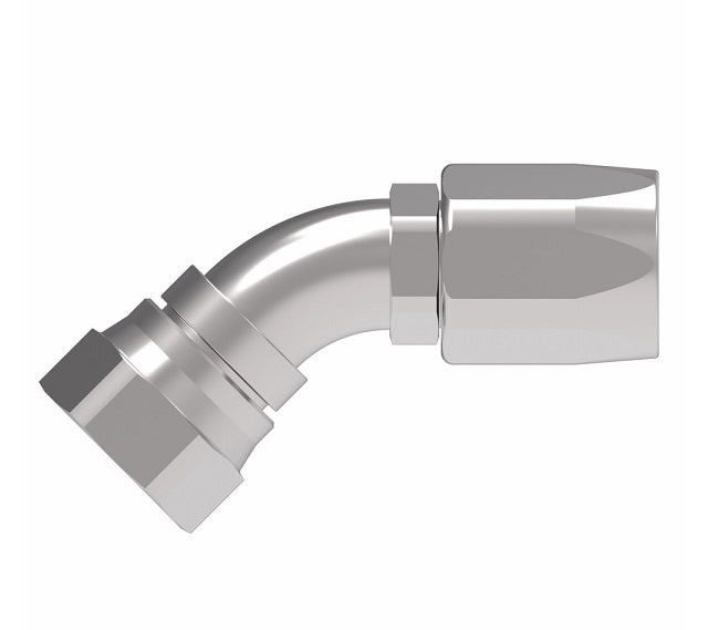 190265-20S Aeroquip by Danfoss | Female 37° JIC Swivel 45° Elbow 100R5 Reusable Hose Fitting | -20 Female 37° JIC Swivel x -20 Reusable Hose End | Steel