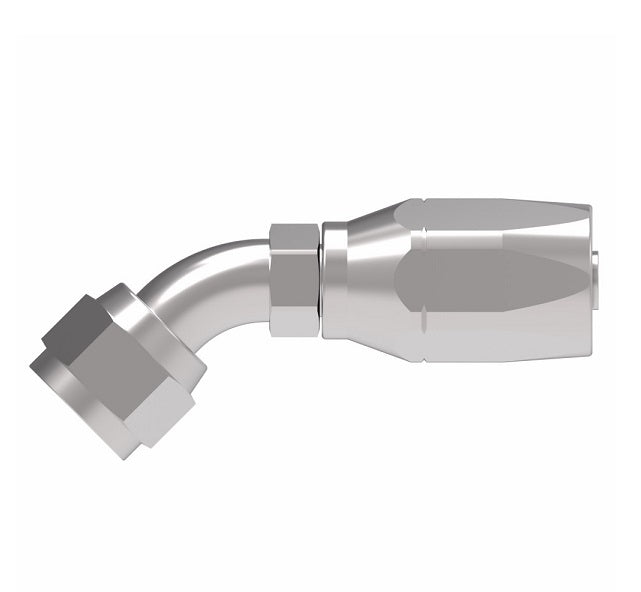 190287-10S Aeroquip by Danfoss | Female 37° JIC Swivel 45° Elbow 100R2 Skive Style Reusable Hose Fitting | -10 Female 37° JIC Swivel x -10 Reusable Hose End | Steel