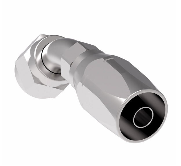 190287-10S Aeroquip by Danfoss | Female 37° JIC Swivel 45° Elbow 100R2 Skive Style Reusable Hose Fitting | -10 Female 37° JIC Swivel x -10 Reusable Hose End | Steel