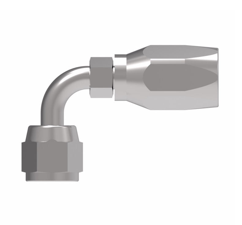 190296-8-10s Aeroquip by Danfoss | Female Universal Swivel Short Drop 90° Elbow 100R5 Reusable Hose Fitting | -08 Female JIC Swivel (Also Couples w/ SAE 45° Flare) x -10 Reusable Hose End | Steel