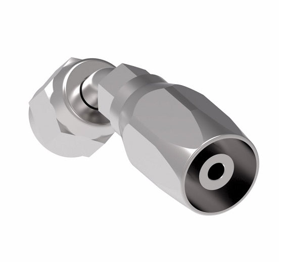 190297-10S Aeroquip by Danfoss | Female Universal Swivel 45° Elbow 100R5 Reusable Hose Fitting | -10 Female JIC Swivel (Also Couples w/ SAE 45° Flare) x -10 Reusable Hose End | Steel