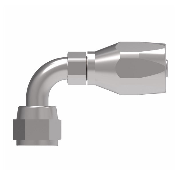 190302-12S Aeroquip by Danfoss | Female SAE 45° Swivel Short Drop 90° Elbow 100R5 Reusable Hose Fitting | -12 Female SAE 45° Swivel x -12 Reusable Hose End | Steel