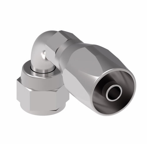 190261-6S Aeroquip by Danfoss | Female 37° JIC Swivel Short Drop 90° Elbow 100R5 Reusable Hose Fitting | -06 Female 37° JIC Swivel x -06 Reusable Hose End | Steel