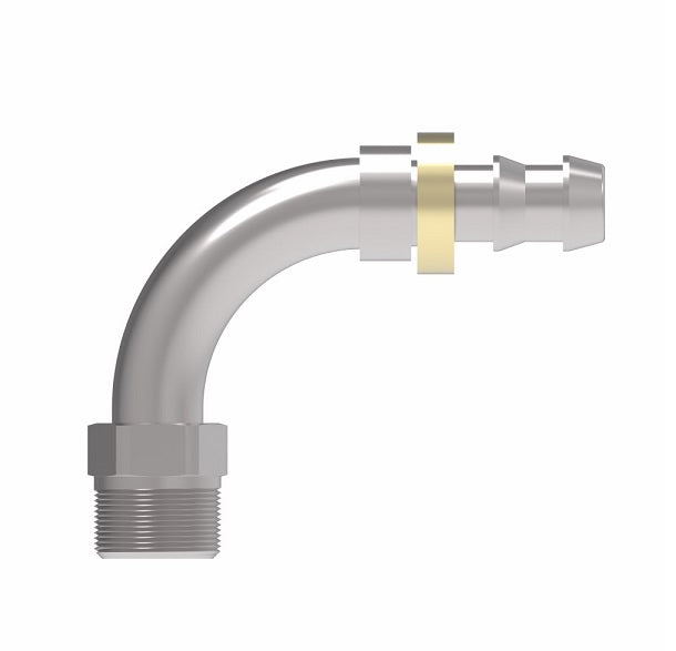 190327-4S Aeroquip by Danfoss | Male SAE Inverted Flare Short Drop 90° Elbow Socketless Reusable Hose Fitting | -04 Male SAE Inverted Flare x -04 Push-On Hose Barb | Steel