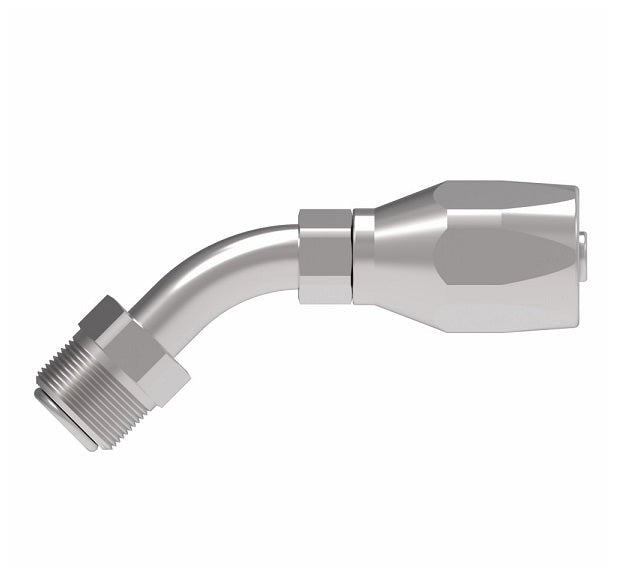 190371-10S Aeroquip by Danfoss | Male Inverted Flare 45° Elbow 100R5 Reusable Hose Fitting | -10 Male Inverted Flare x -10 Reusable Hose End | Steel