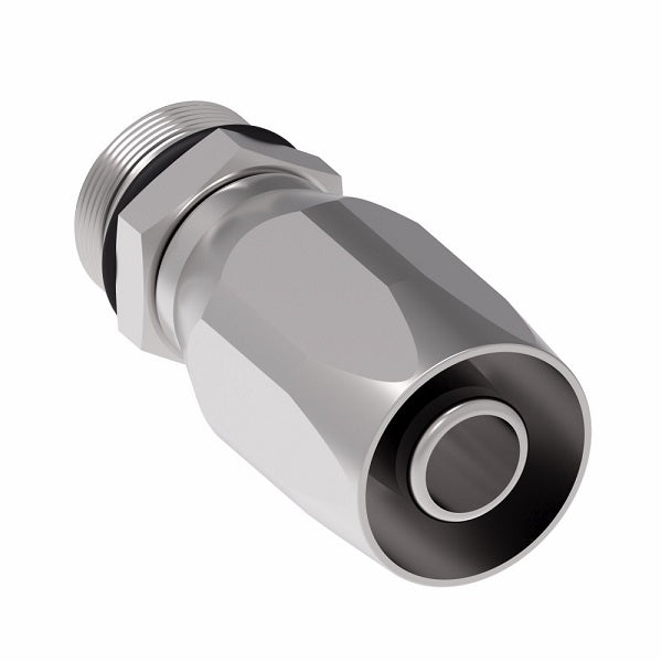 190464-12S Aeroquip by Danfoss | Male SAE ORB 100R2 Skive Style Reusable Hose Fitting (O-Ring Not Included) | -12 Male SAE O-Ring Boss x -12 Reusable Hose End | Steel