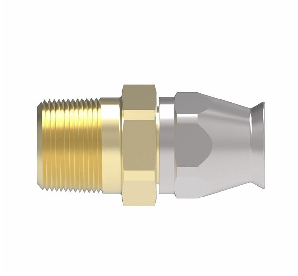 38-190627-4-4 Aeroquip by Danfoss | Male Pipe Super Gem PTFE Reusable Hose Fitting | -04 Male Pipe x -04 Reusable Hose End | Steel & Brass