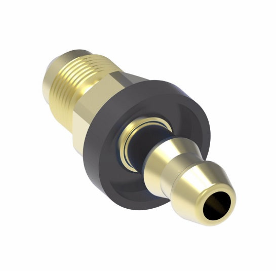 190672-4B Aeroquip by Danfoss | Male 37° JIC Flare Socketless Reusable Hose Fitting | -04 Male 37° JIC Flare x -04 Push-On Hose Barb | Brass