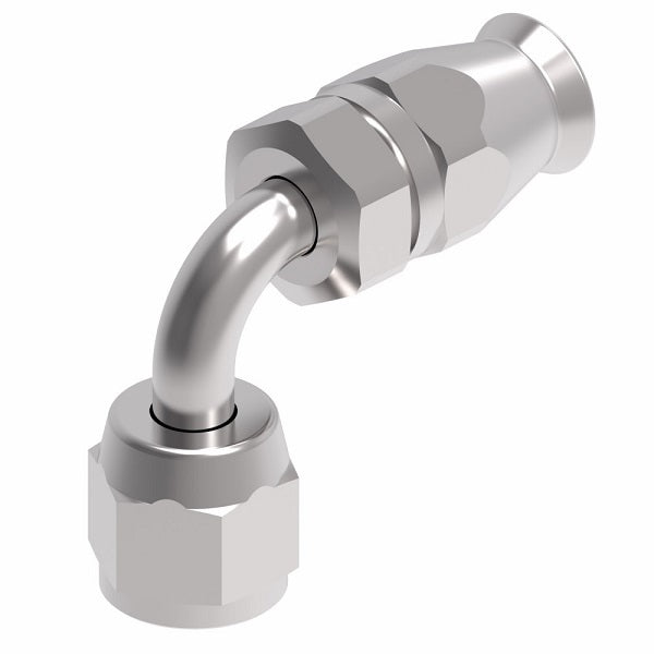 190772-12S Aeroquip by Danfoss | Female Universal 90° Elbow Super Gem PTFE Reusable Hose Fitting | -12 Female JIC (Also Couples w/ SAE 45° Flare) -12 Reusable Hose End | Steel