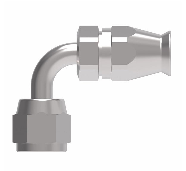 190772-10S Aeroquip by Danfoss | Female Universal 90° Elbow Super Gem PTFE Reusable Hose Fitting | -10 Female JIC (Also Couples w/ SAE 45° Flare) -10 Reusable Hose End | Steel