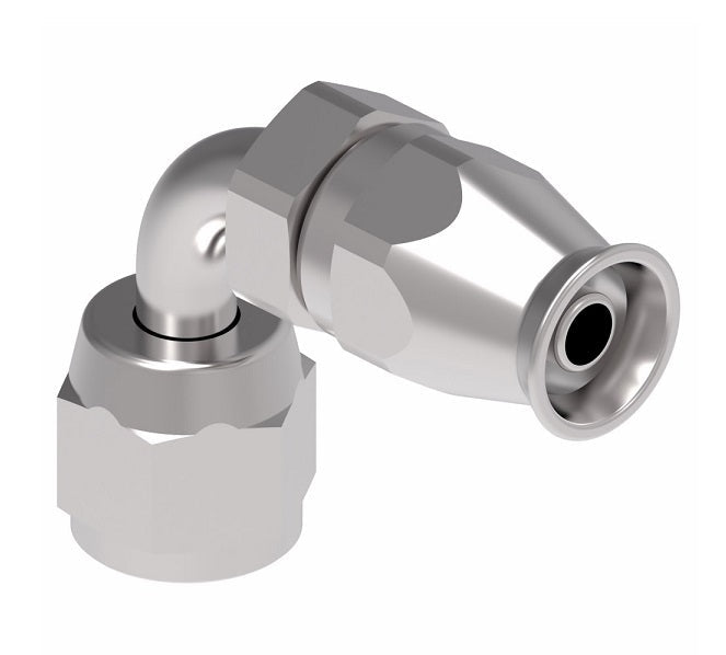 190772-10S Aeroquip by Danfoss | Female Universal 90° Elbow Super Gem PTFE Reusable Hose Fitting | -10 Female JIC (Also Couples w/ SAE 45° Flare) -10 Reusable Hose End | Steel