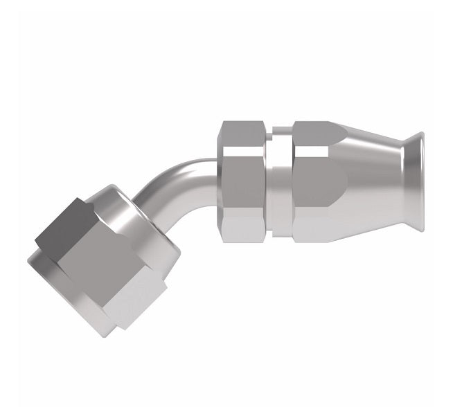 190773-6S Aeroquip by Danfoss | Female Universal 45° Elbow Super Gem PTFE Reusable Hose Fitting | -06 Female JIC (Also Couples w/ SAE 45° Flare) -06 Reusable Hose End | Steel