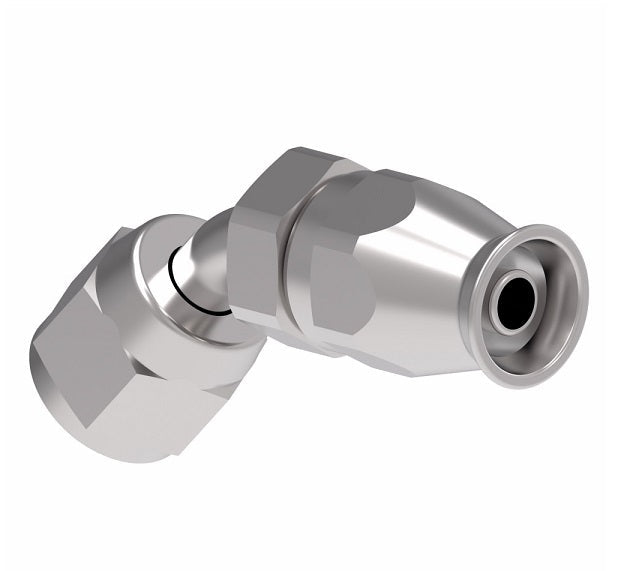 190773-6S Aeroquip by Danfoss | Female Universal 45° Elbow Super Gem PTFE Reusable Hose Fitting | -06 Female JIC (Also Couples w/ SAE 45° Flare) -06 Reusable Hose End | Steel