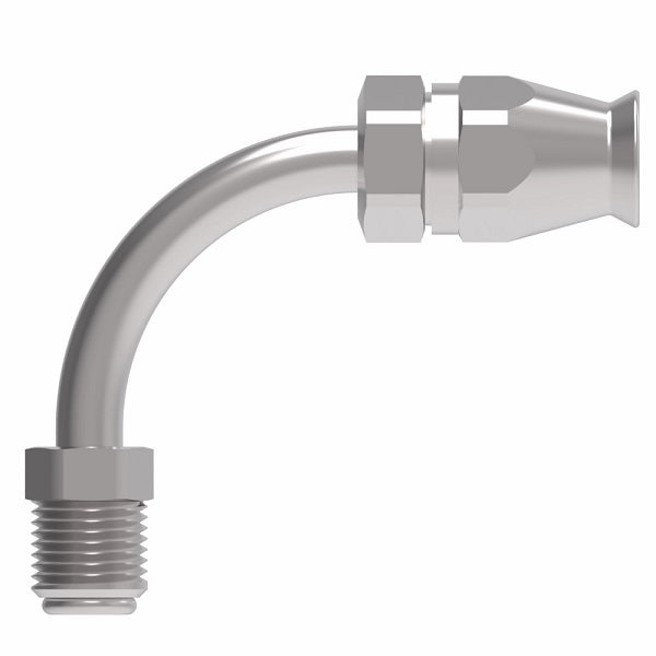 190950-4S Aeroquip by Danfoss | Male SAE Inverted Flare 90° Elbow Super Gem PTFE Reusable Hose Fitting | -04 Male SAE Inverted Flare x -04 Reusable Hose End | Steel