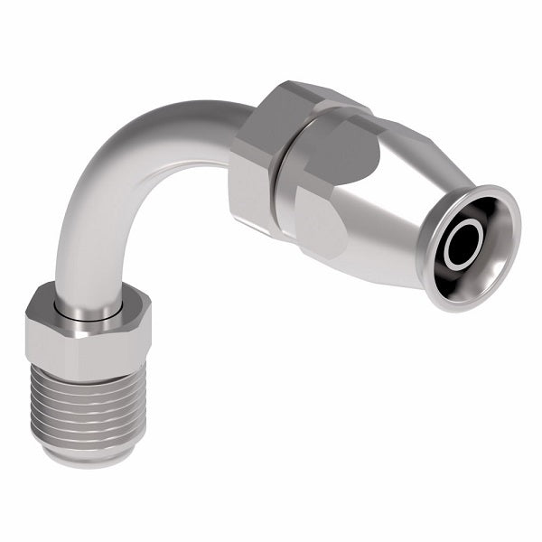 190950-4S Aeroquip by Danfoss | Male SAE Inverted Flare 90° Elbow Super Gem PTFE Reusable Hose Fitting | -04 Male SAE Inverted Flare x -04 Reusable Hose End | Steel
