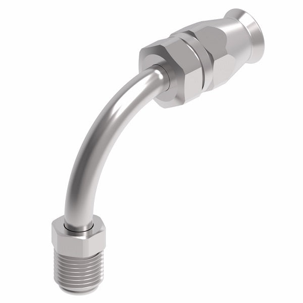 190950-4S Aeroquip by Danfoss | Male SAE Inverted Flare 90° Elbow Super Gem PTFE Reusable Hose Fitting | -04 Male SAE Inverted Flare x -04 Reusable Hose End | Steel