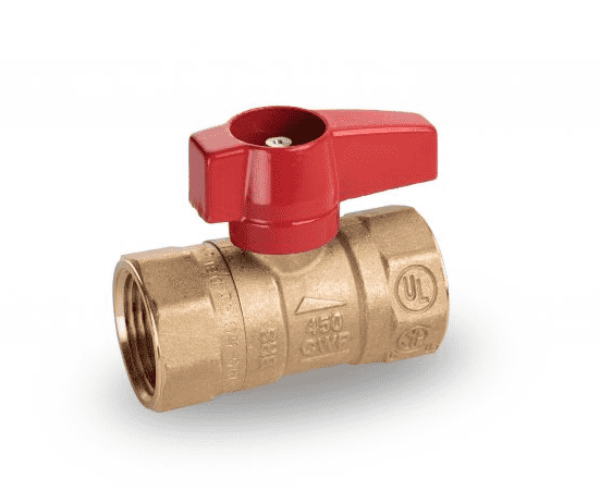 195D41 RuB Inc. Gas Cock Gas Service Ball Valve - Brass - 1/2" Female NPT x 1/2" Female NPT with Aluminum Red Wedge Handle (Pack of 12)