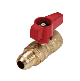 195D31 by RuB Inc. | Gas Cock Gas Service Ball Valve | 1/2" Female NPT x 1/2" Flare End | with Aluminum Red Wedge Handle | Brass | Pack of 12