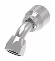 1AA6FJA6TZ Aeroquip by Danfoss | 1 & 2 Wire TTC Female JIC 37° Swivel 45° Elbow (FJA) Crimp Fitting | -06 Female JIC 37° Swivel x -06 Hose Barb | Zinc-Nickel Plated Steel