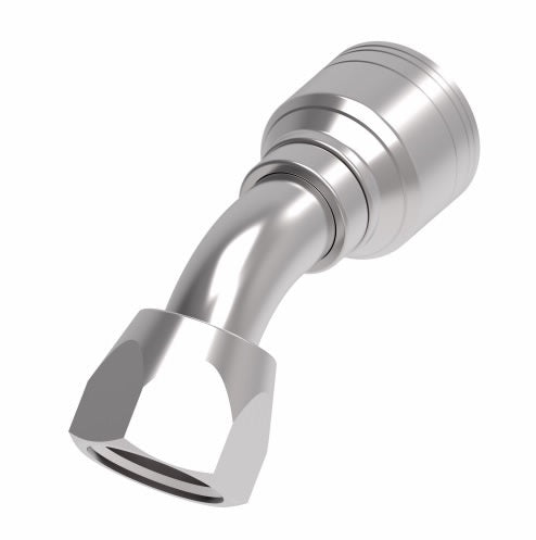 1AA12FJA10 Aeroquip by Danfoss | 1 & 2 Wire TTC Female JIC 37° Swivel 45° Elbow (FJA) Crimp Fitting | -12 Female JIC 37° Swivel x -10 Hose Barb | Steel