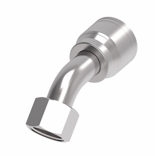 1AA16FJA16 Aeroquip by Danfoss | 1 & 2 Wire TTC Female JIC 37° Swivel 45° Elbow (FJA) Crimp Fitting | -16 Female JIC 37° Swivel x -16 Hose Barb | Steel
