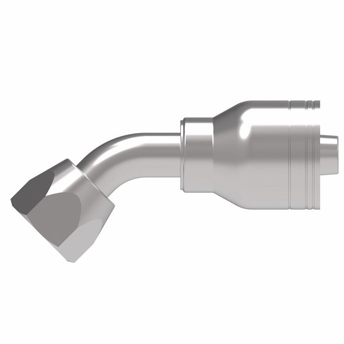 1AA8FJA8 Aeroquip by Danfoss | 1 & 2 Wire TTC Female JIC 37° Swivel 45° Elbow (FJA) Crimp Fitting | -08 Female JIC 37° Swivel x -08 Hose Barb | Steel