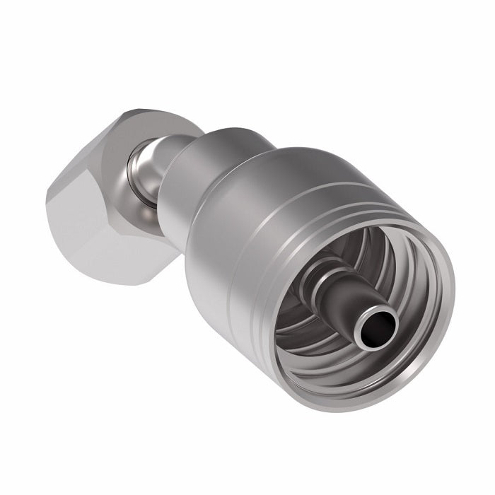 1AA4FJA4 Aeroquip by Danfoss | 1 & 2 Wire TTC Female JIC 37° Swivel 45° Elbow (FJA) Crimp Fitting | -04 Female JIC 37° Swivel x -04 Hose Barb | Steel