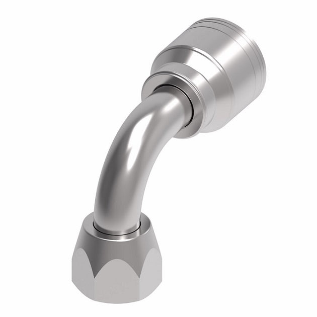 1AA12FJB12TZ Aeroquip by Danfoss | 1 & 2 Wire TTC Female JIC 37° Swivel 90° Elbow (FJB) Crimp Fitting | -12 Female JIC 37° Swivel x -12 Hose Barb | Zinc-Nickel Plated Steel