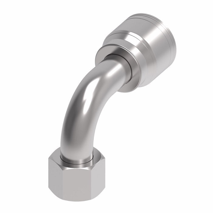 1AA16FJB16TZ Aeroquip by Danfoss | 1 & 2 Wire TTC Female JIC 37° Swivel 90° Elbow (FJB) Crimp Fitting | -16 Female JIC 37° Swivel x -16 Hose Barb | Zinc-Nickel Plated Steel