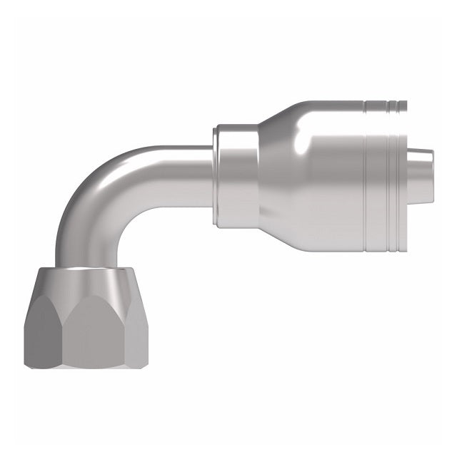 1AA8FJB8 Aeroquip by Danfoss | 1 & 2 Wire TTC Female JIC 37° Swivel 90° Elbow (FJB) Crimp Fitting | -08 Female JIC 37° Swivel x -08 Hose Barb | Steel