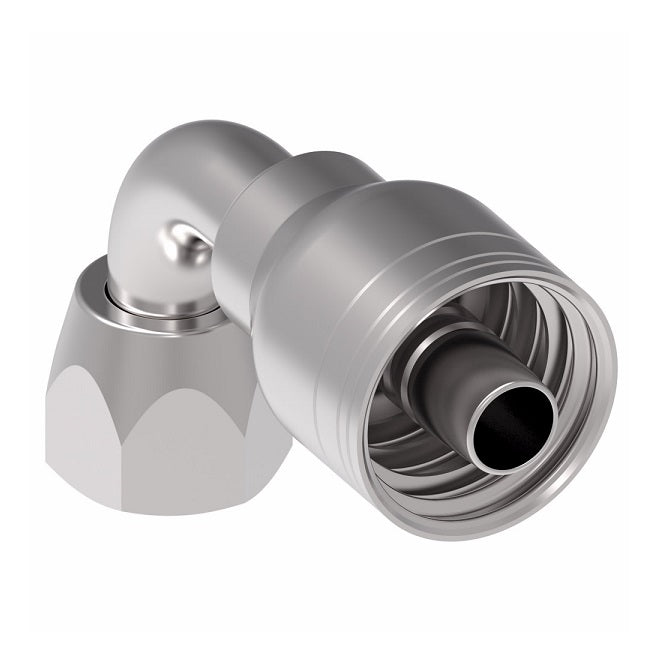 1AA8FJB8 Aeroquip by Danfoss | 1 & 2 Wire TTC Female JIC 37° Swivel 90° Elbow (FJB) Crimp Fitting | -08 Female JIC 37° Swivel x -08 Hose Barb | Steel