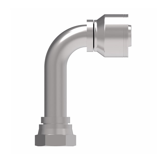 1AA20FJC20 Aeroquip by Danfoss | 1 & 2 Wire TTC Female JIC 37° Swivel 90° Long Drop Elbow (FJC) Crimp Fitting | -20 Female JIC 37° Swivel x -20 Hose Barb | Steel