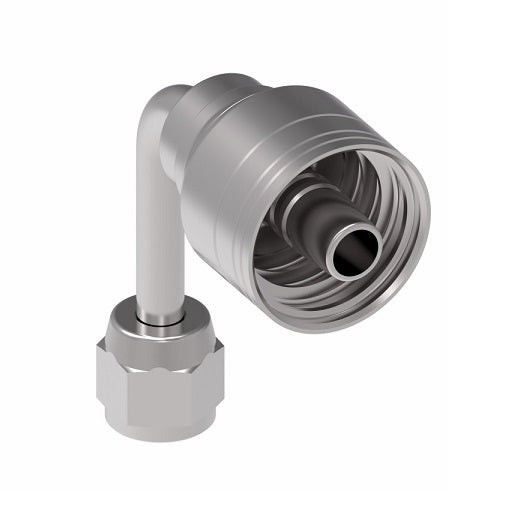 1AA10FJC10 Aeroquip by Danfoss | 1 & 2 Wire TTC Female JIC 37° Swivel 90° Long Drop Elbow (FJC) Crimp Fitting | -10 Female JIC 37° Swivel x -10 Hose Barb | Steel