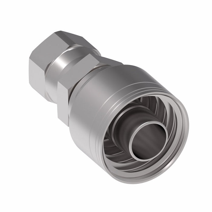 1AA8FJ8TZ Aeroquip by Danfoss | 1 & 2 Wire TTC Female JIC 37° Swivel (FJ) Crimp Fitting | -08 Female JIC 37° Swivel x -08 Hose Barb | Zinc-Nickel Plated Steel