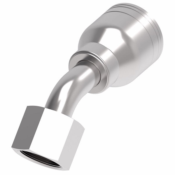 1AA8FRA8 Aeroquip by Danfoss | 1 & 2 Wire TTC Female ORS Swivel 45° Elbow (FRA) Crimp Fitting | -08 Female O-Ring Face Seal Swivel  x -08 Hose Barb | Steel