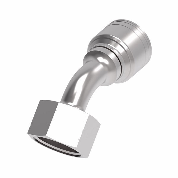 1AA16FRA12 Aeroquip by Danfoss | 1 & 2 Wire TTC Female ORS Swivel 45° Elbow (FRA) Crimp Fitting | -16 Female O-Ring Face Seal Swivel  x -12 Hose Barb | Steel