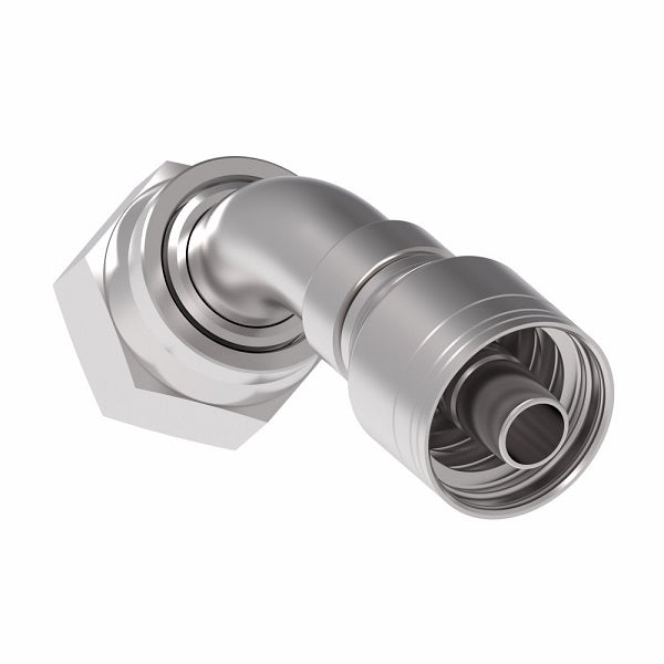 1AA12FRA8 Aeroquip by Danfoss | 1 & 2 Wire TTC Female ORS Swivel 45° Elbow (FRA) Crimp Fitting | -12 Female O-Ring Face Seal Swivel  x -08 Hose Barb | Steel