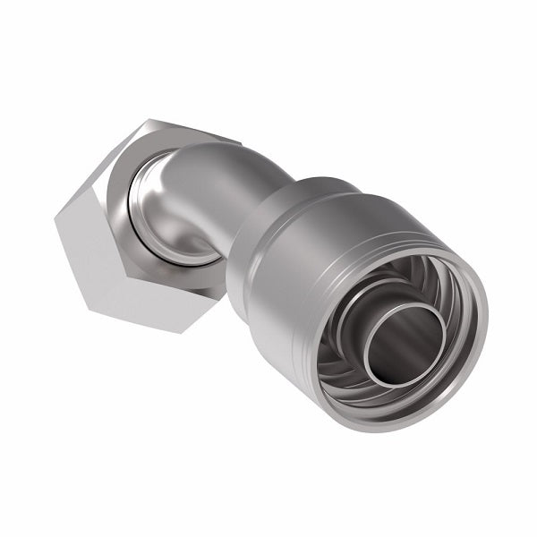 1AA12FRA12 Aeroquip by Danfoss | 1 & 2 Wire TTC Female ORS Swivel 45° Elbow (FRA) Crimp Fitting | -12 Female O-Ring Face Seal Swivel  x -12 Hose Barb | Steel