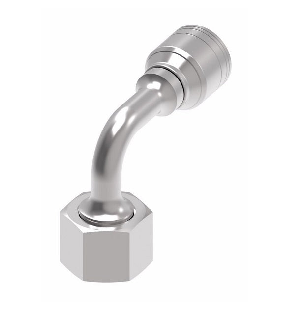 1AA4FRB4 Aeroquip by Danfoss | 1 & 2 Wire TTC Female ORS Swivel 90° Short Drop Elbow (FRB) Crimp Fitting | -04 Female O-Ring Face Seal Swivel x -04 Hose Barb | Steel