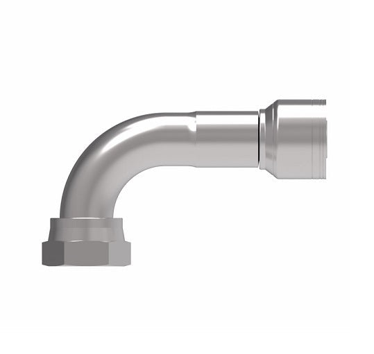 1AA20FRB16 Aeroquip by Danfoss | 1 & 2 Wire TTC Female ORS Swivel 90° Short Drop Elbow (FRB) Crimp Fitting | -20 Female O-Ring Face Seal Swivel x -16 Hose Barb | Steel