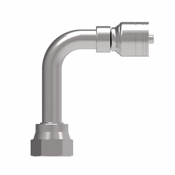 1AA8FRC6 Aeroquip by Danfoss | 1 & 2 Wire TTC Female ORS Swivel 90° Long Drop Elbow (FRC) Crimp Fitting | -08 Female O-Ring Face Seal Swivel x -06 Hose Barb | Steel