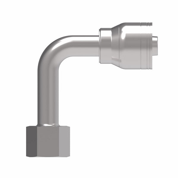 1AA12FRC12 Aeroquip by Danfoss | 1 & 2 Wire TTC Female ORS Swivel 90° Long Drop Elbow (FRC) Crimp Fitting | -12 Female O-Ring Face Seal Swivel x -12 Hose Barb | Steel