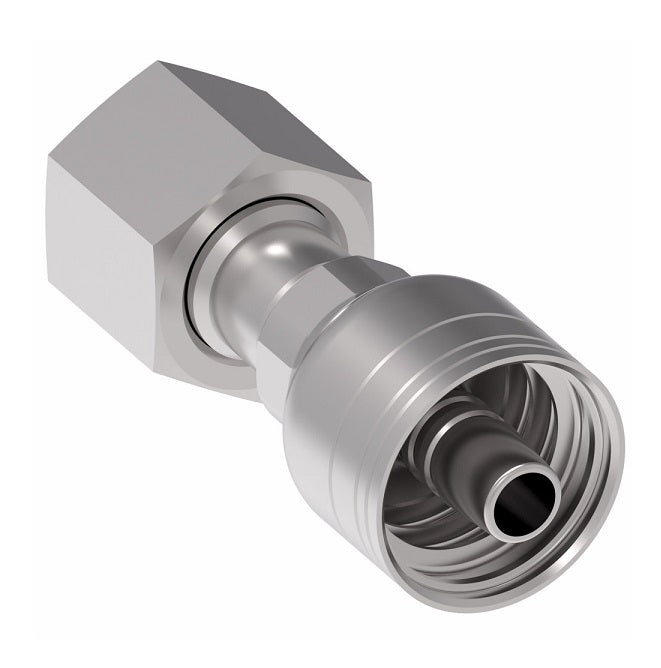 1AA4FR4TZ Aeroquip by Danfoss | 1 & 2 Wire TTC Female ORS Swivel (FR) Crimp Fitting | -04 Female O-Ring Face Seal Swivel x -04 Hose Barb | Zinc-Nickel Plated Steel